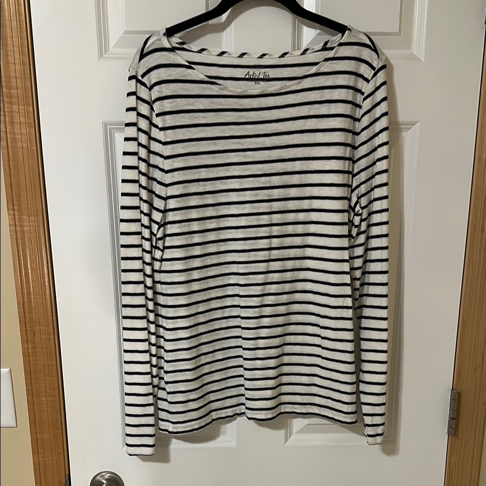 J Crew Navy and White Striped Artist Tee